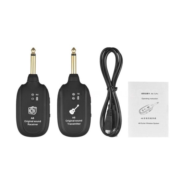 UHF Guitar Wireless System Transmitter Receiver Built in Rechargeable wireless guitar transmitter 2