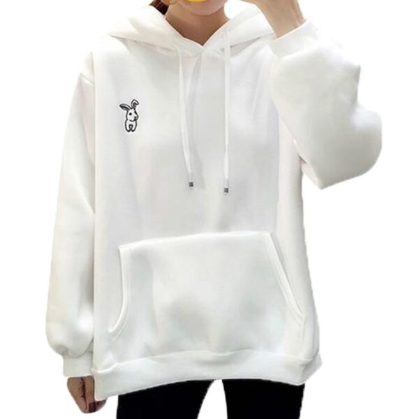 Mga Babaye nga Cute Bunny Printed Girl Hoodie Casual Long Sleeve Sweatshirt Pullover Ears Plus Size Top Sweatershirt 1