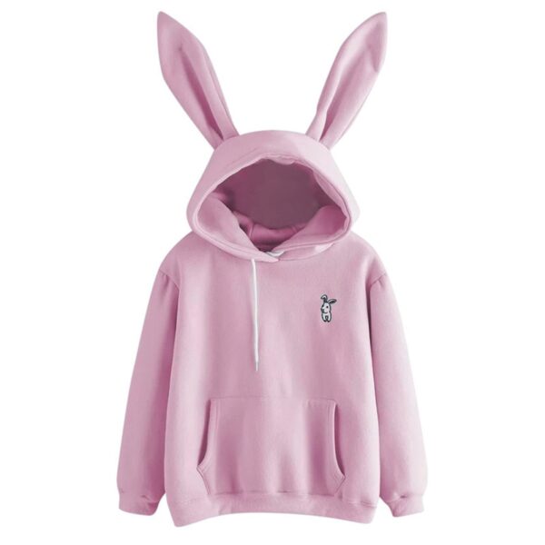 Mga Babaye nga Cute Bunny Printed Girl Hoodie Casual Long Sleeve Sweatshirt Pullover Ears Plus Size Top Sweatershirt 4