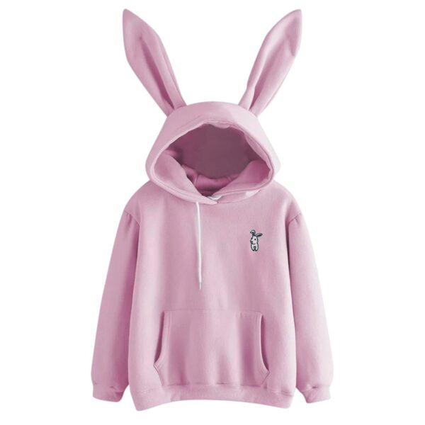 Awéwé Kelinci Lucu Dicitak Gadis Hoodie Kasual Lengan Panjang Sweatshirt Pullover Ceuli Plus Ukuran Top Sweatershirt 4