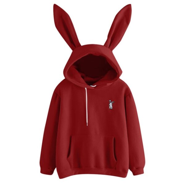 Fanm Cute Bunny enprime kapuchon ti fi pou Plezi manch long Sweatshirt Pullover zòrèy Plus Size Top Sweatershirt 5.jpg 640x640 5
