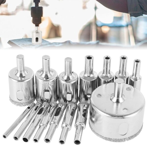 15 հատ Diamond Coated Drill Bit Set Tile Marble Glass Ceramic Hole Saw Drilling Bits For Power 1