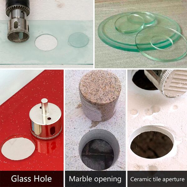 15pcs Diamond Coated Drill Bit Set Tile Marble Glass Ceramic Hole Saw Drilling Bits For Power 5