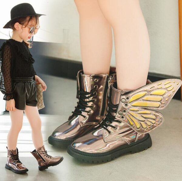 2020 pantofi noi de iarnă pentru copii, piele PU, impermeabilă, aripă, cizme Martin, cizme de zăpadă pentru copii, fete de marcă 3