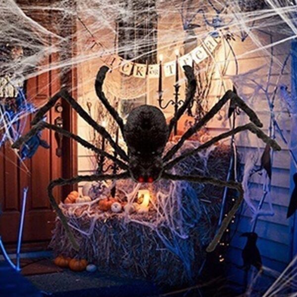 30cm 50cm 75cm 90cm 125cm 150cm 200cm ʻEleʻele Spider Halloween Decor Haunted House Prop i loko o waho 1