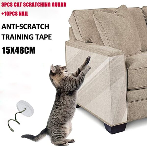 Bande anti-rayures pour animaux de compagnie, 3 pièces, Double bande anti-rayures, protection de canapé pour chat, protection contre les rayures pour meubles