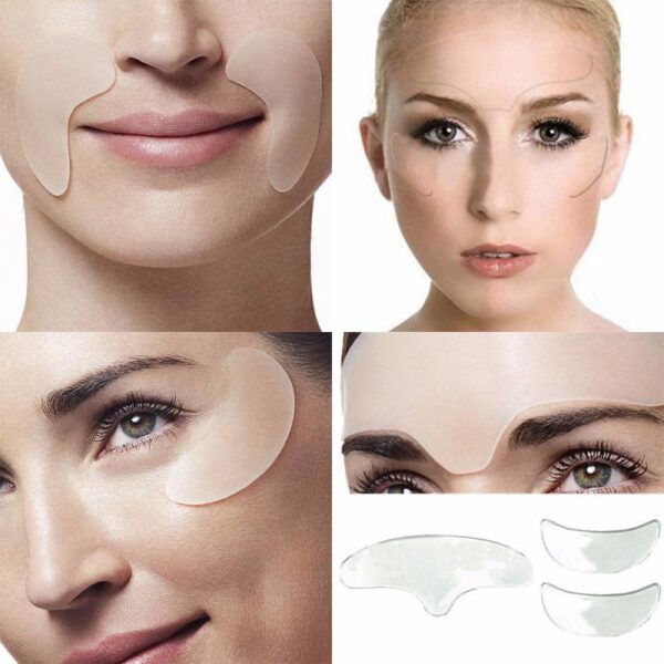 Poca 5Pcs Pad Face Eye Anti Wrinkle Face Reicable Silicone Overnight Invisible Thoir air falbh loidhnichean aghaidh 8