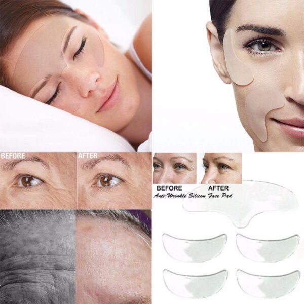 Poca 5Pcs Pad Face Eye Anti Wrinkle Face Reicable Silicone Overnight Invisible Thoir air falbh loidhnichean aghaidh 9