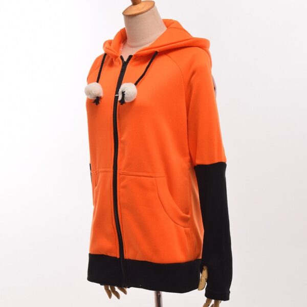 Costumes de Cosplay avec oreilles de renard, manteau à capuche, sweat-shirt Orange chaud, unisexe, 1