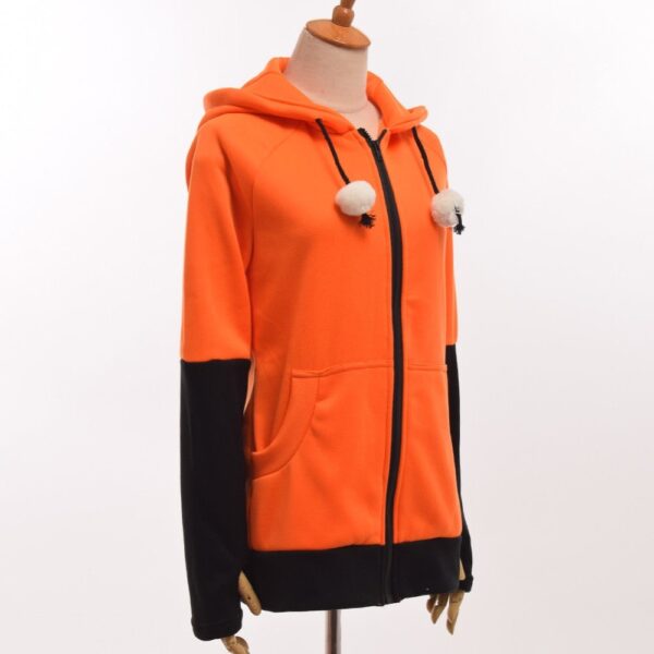 동물 여우 귀 코스프레 의상 까마귀 코트 따뜻한 오렌지 스웨터 남여 후드 2