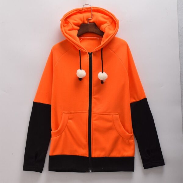 Animal Fox Ear ชุดคอสเพลย์ Hoodie เสื้อโค้ท เสื้อสเวตเตอร์สีส้มอบอุ่น