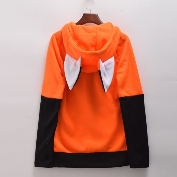 Animal Fox Ear Cosplay Costumes Hoodie Coat Warm Orange Sweatshirt Unisex Hoodies 4