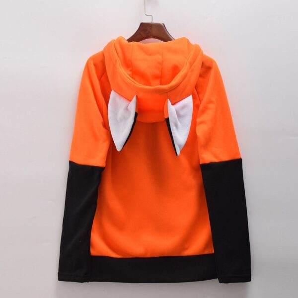 Animal Fox Ear ชุดคอสเพลย์ Hoodie เสื้อโค้ท เสื้อสเวตเตอร์สีส้มอบอุ่น