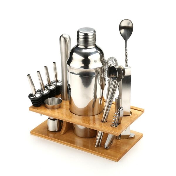 Set Çêkirina Kokteyl Shaker 16 pcs Bartender Kit with Eco Bamboo Stand Stainless Steel Bar Tool Set 1.jpg 640x640 1