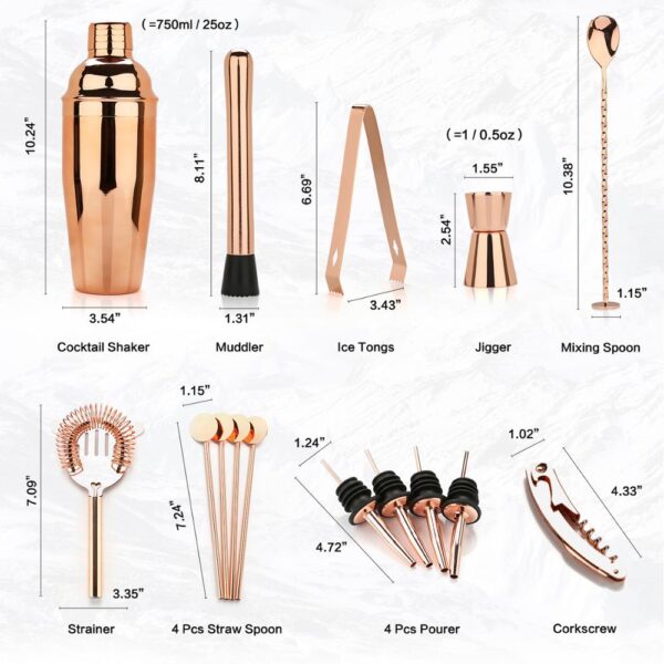 Cocktail Shaker Making Set 16pcs Bartender Kit with Eco Bamboo Stand Stainless Steel Bar Tool Set 2