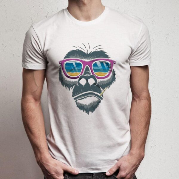 Cool Monkey Sunglashes Men ST-skjorte Cool Men S Monkey Shirt Sunlashes T 1