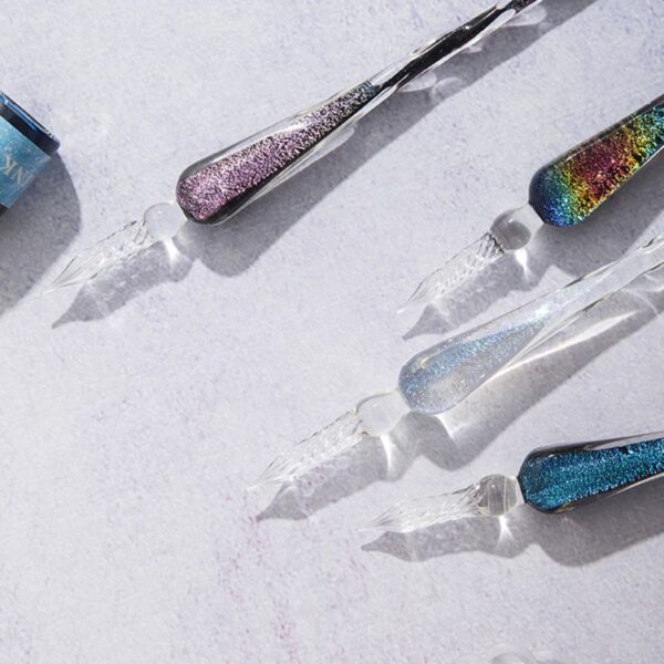 Crystal Starry Sky Glass Ink Pen Glass Dip Pen Maka Ederede Isi iyi Pen Set Onyinye U1JA 3