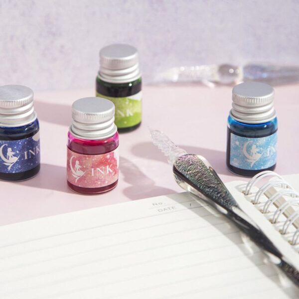 Crystal Starry Sky Glass Ink Pen Glass Dip Pen For Writing Fountain Pen Set Gift U1JA 5