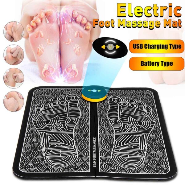 Electric Foot Massager Wireless Feet Muscle Stimulator Physiotherapy Revitalizing Foot Vibrate Massage Mat Portable Foldable