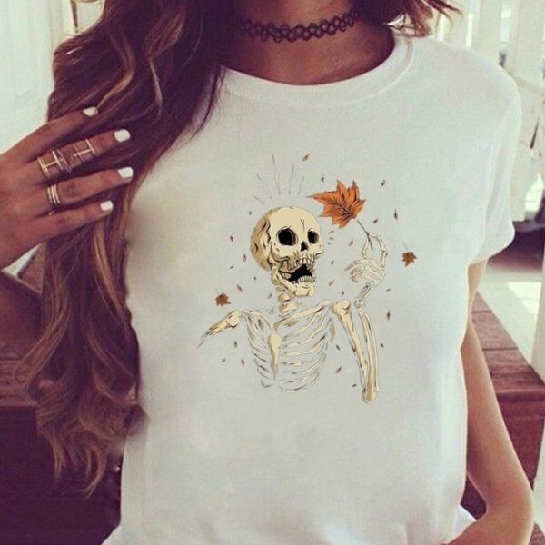 HAHAYULE JBH T-shirt femme Le squelette laisse en surprise T-shirt graphique drôle Punk Dark Gothic 9.jpg 640x640 9