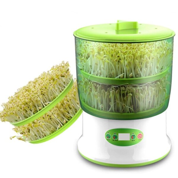 JIQI DIY bønnespiremaskin termostat grønn grønnsaksfrøplantevekstbøtte Automatisk knopp Elektriske spirer Germinator 5