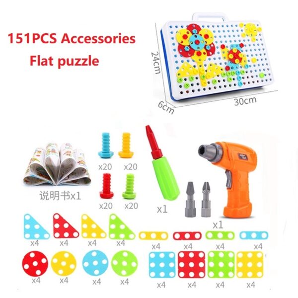 Kids Drill Screw Nut Puzzle Toys Pretend Play Tool Drill Disassembly Assembly Children Toy Drill Puzzle 4