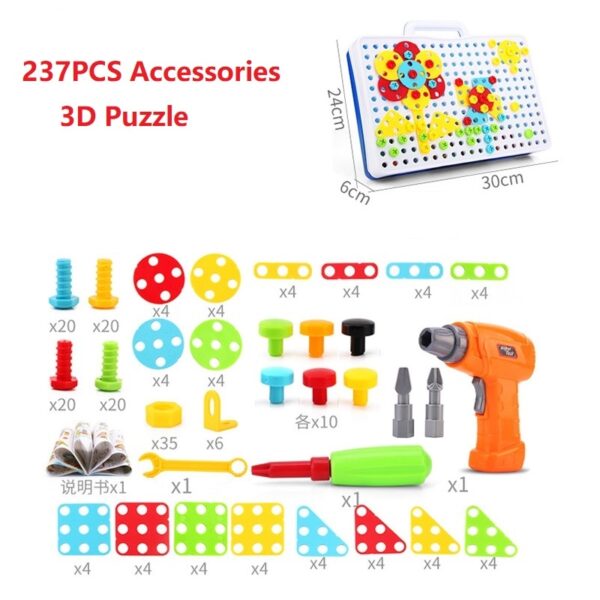 Kids Drill Screw Nut Puzzle Toys Pretend Play Tool Drill Disassembly Assembly Children Toy Drill Puzzle 5