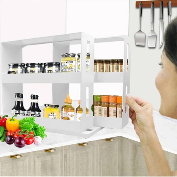 Kitchen Spice Organizer Rack Multi Function Rotating Storage Shelf Slide Kitchen Cabinet Cupboard Organizer Kitchen Storage 3