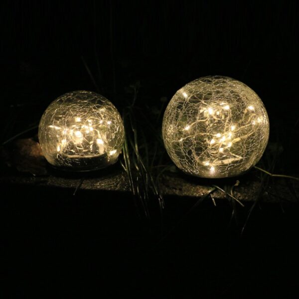 Led Solaris Lux For Garden Deco Outdoor Solar Courtyard Lux ​​Cracked Glass Ball Buried Light automatical 3