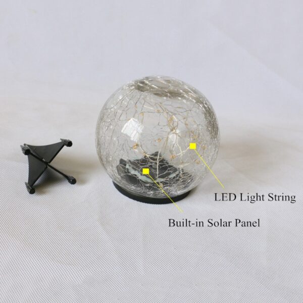 Led Solar Light for Garden Deco Outdoor Solar Courtyard Light Cracked Glass Ball Buried Light automatical 4