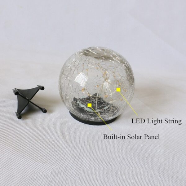 Led Solar Light For Garden Deco Outdoor Solar Courtyard Light Cracked Glass Ball Buried Light automatical 4