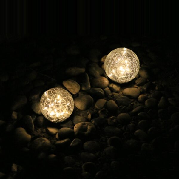 LED שמש אור לגינה דקו חיצוני שמש חצר אור זכוכית סדוק כדור קבור אור אוטומטי 5