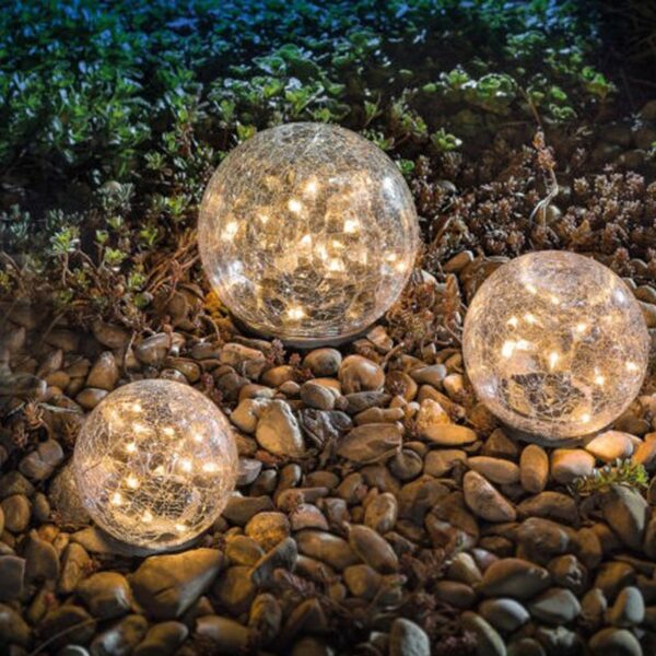 Gipangunahan ang Kahayag sa Solar Para sa Garden Deco sa gawas nga Solar Courtyard Light Cracked Glass Ball Gilubong nga Kahayag awtomatiko