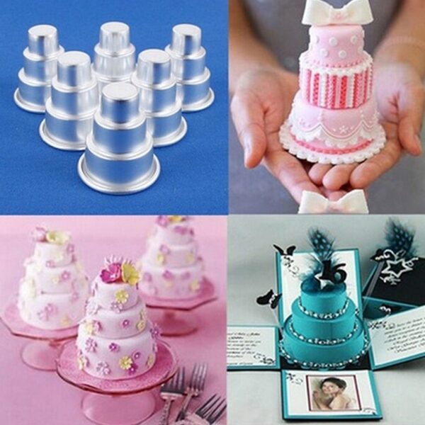 Mini 3 Tier Cake Pan Hjem Fødselsdag DIY Pudding Cupcake Form Aluminiumslegering Cookie Chokolade Bagning 1