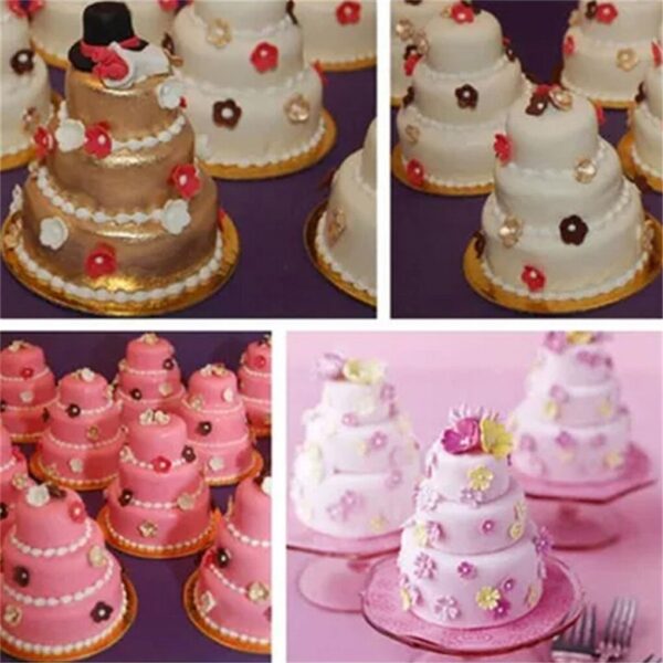 Mini moule à gâteau à 3 niveaux, en alliage d'aluminium, pour anniversaire, maison, Pudding, Cupcake, biscuits, chocolat, cuisson 2