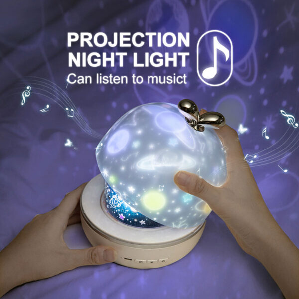 Projecteur de musique veilleuse avec haut-parleur BT rechargeable univers ciel étoilé rotation lampe à LED coloré clignotant 1