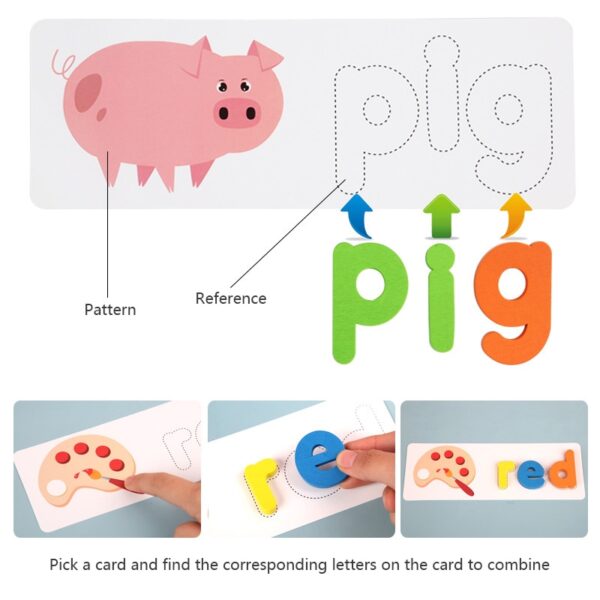 NOVE Karte za učenje drvenih abeceda Postavite vježbanje pravopisa u riječi Igračka Igračka engleska slova Pravopisna karta 1