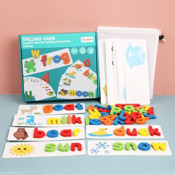 새로운 나무 알파벳 문자 학습 카드 세트 단어 맞춤법 연습 게임 장난감 영어 문자 맞춤법