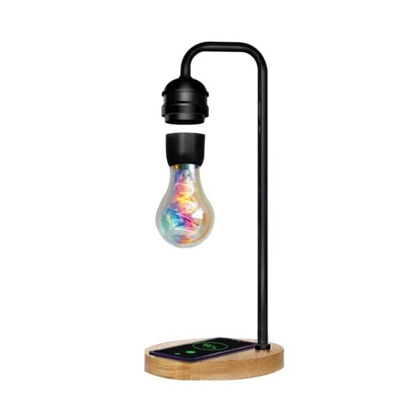 Novinka LED magnetická levitační žárovka vznášející se stolní lampa Magic Black Tech bezdrátová nabíječka pro telefon 2.jpg 640x640 2