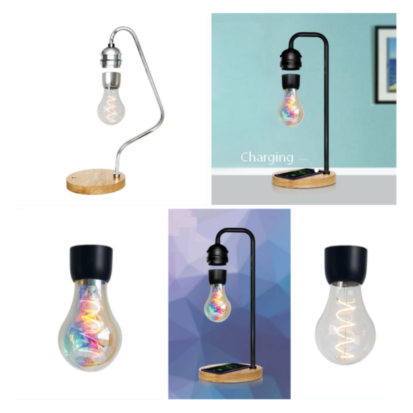 Novelty LED Magnetic Levitation Bulb Hover Floating Desk Lamp Magic Black Tech Wireless Charger don Waya