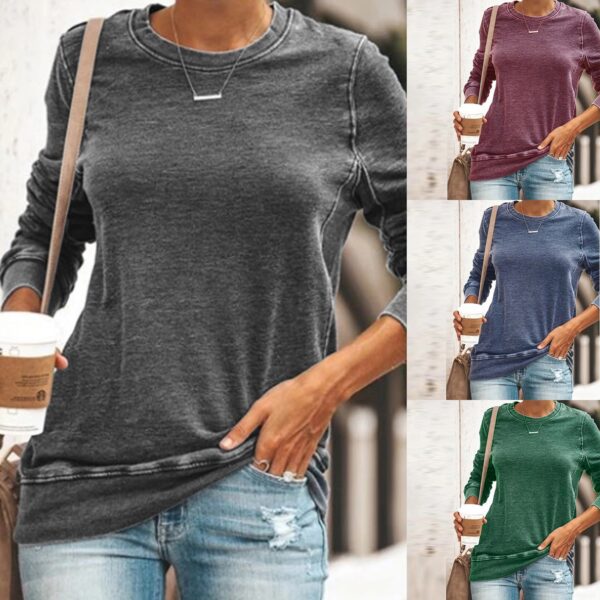 Puanu Autum Women Basic Solid Cotton T shirt Wahine Long Sleeve Patchwork Fashion T shirt Wahine 3