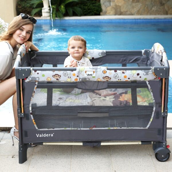 Pat de copii multifuncțional pliabil Valdera pat de joc portabil de modă 0 3 ani pat pentru copii bandă țânțar 4
