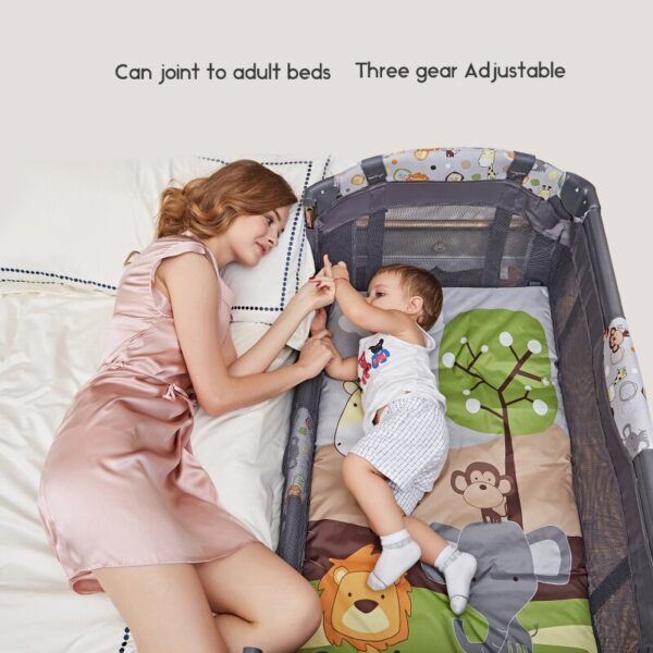 Valdera מיטת תינוק מתקפלת רב תכליתית אופנה מיטת משחק ניידת 0 3 שנים רצועת מיטת תינוק יתוש 5