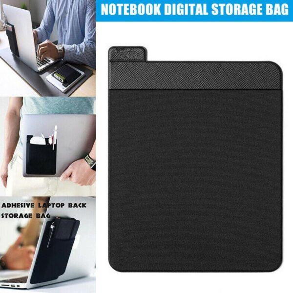 15x12CM Adhesive Laptop Back Storage Bag Mouse Digital Hard Drive Organizer Pouch Bag for Notebook PC 1