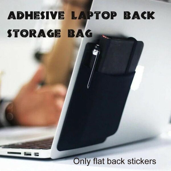 15x12CM Adhesive Laptop Back Storage Bag Mouse Digital Hard Drive Organizer Pouch Bag for Notebook PC 2