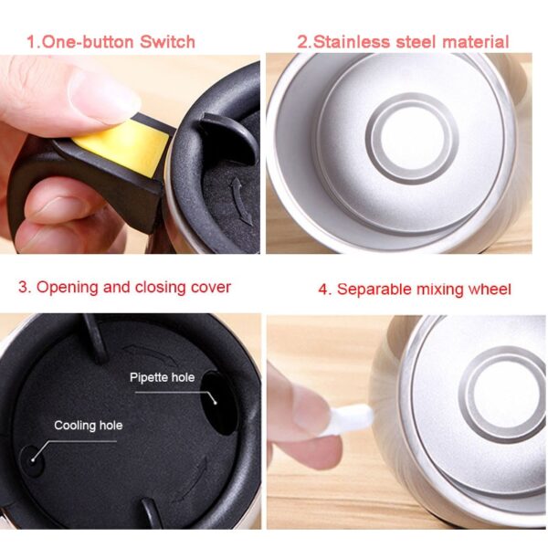 Auto Sterring Kawa Kawa Stainless Steel Magnetic Mug Cover Milk Mixing Mugs Electric Lazy Smart Shaker 3