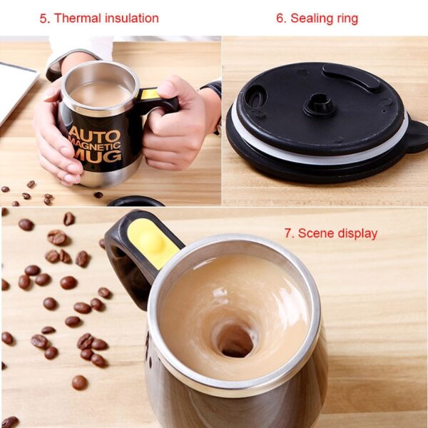 Auto Sterring Coffee mug Stainless Steel Magnetic Mug Cover Milk Mixing Mugs Electric Lazy Smart Shaker 4