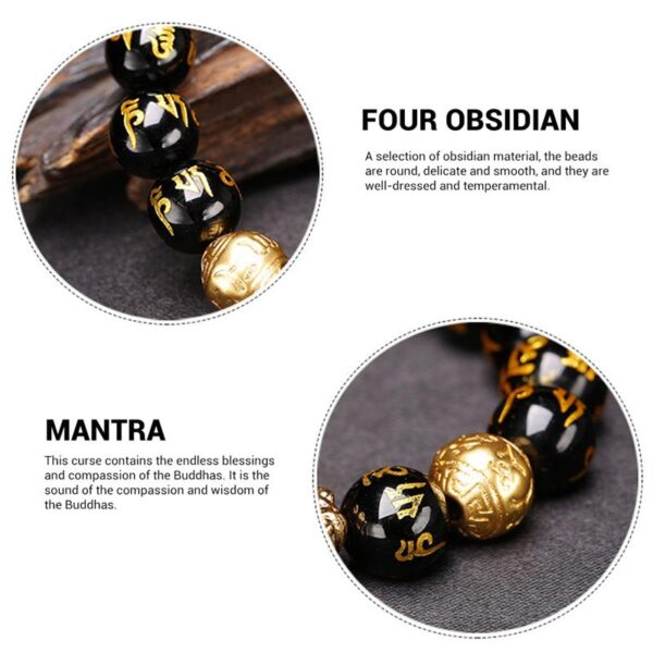 Black Obsidian Wealth Bracelet Adjustable Releases Negative Energies Bracelet with Golden Pi Xiu Lucky Wealthy Amulet 1