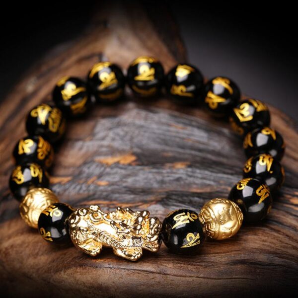 Black Obsidian Wealth Bracelet Adjustable Releases Negative Energies Bracelet with Golden Pi Xiu Lucky Wealthy Amulet 2