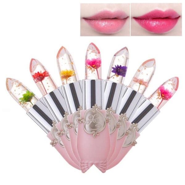 Crystal Jelly Flower Lipstick Zazzabi Launi Canjin Leɓe Balm Makeup Moisturizing Dogon Dorewa Magic Lipsticks